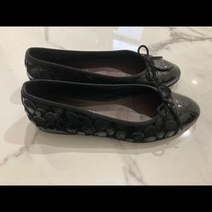CHANEL Women Black Suede/patent Flats Size 38
